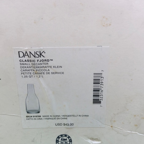 Dansk Other - NEW IN BOX Dansk Classic Fjord Small Decanter
